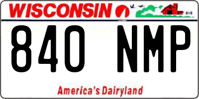 WI license plate 840NMP
