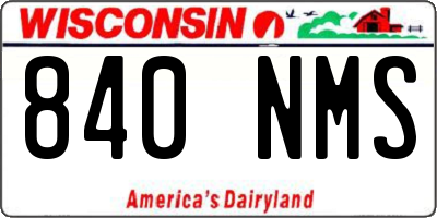 WI license plate 840NMS
