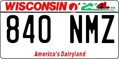 WI license plate 840NMZ