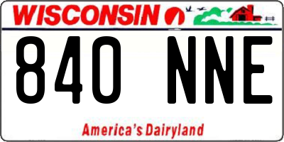 WI license plate 840NNE
