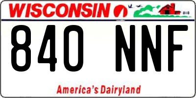 WI license plate 840NNF