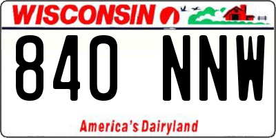 WI license plate 840NNW