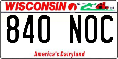 WI license plate 840NOC