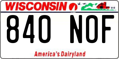 WI license plate 840NOF
