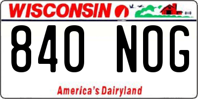 WI license plate 840NOG