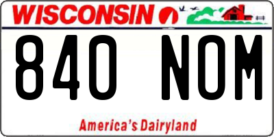 WI license plate 840NOM