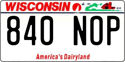 WI license plate 840NOP