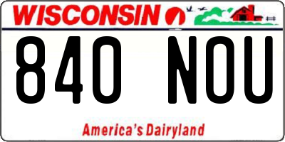 WI license plate 840NOU
