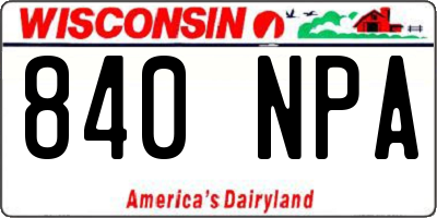 WI license plate 840NPA
