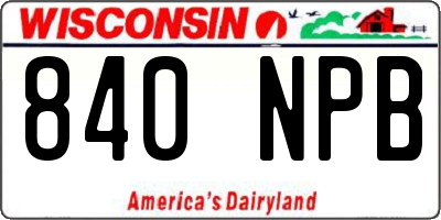 WI license plate 840NPB