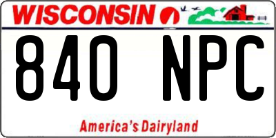 WI license plate 840NPC