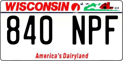 WI license plate 840NPF