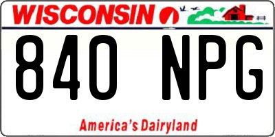 WI license plate 840NPG