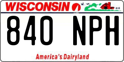 WI license plate 840NPH