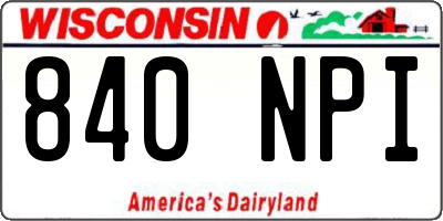 WI license plate 840NPI