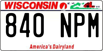 WI license plate 840NPM