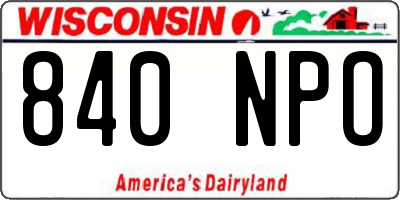 WI license plate 840NPO