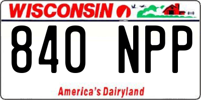WI license plate 840NPP