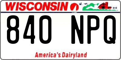 WI license plate 840NPQ