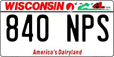 WI license plate 840NPS