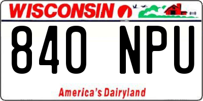 WI license plate 840NPU