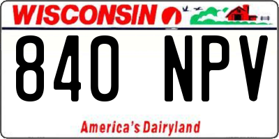 WI license plate 840NPV