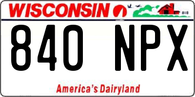 WI license plate 840NPX