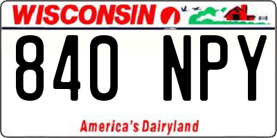 WI license plate 840NPY