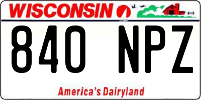 WI license plate 840NPZ