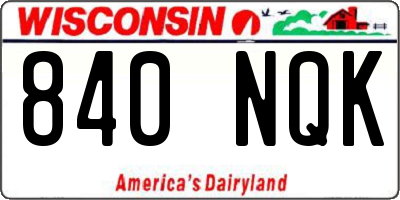 WI license plate 840NQK