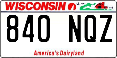 WI license plate 840NQZ