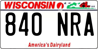 WI license plate 840NRA