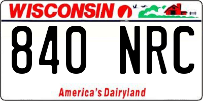 WI license plate 840NRC
