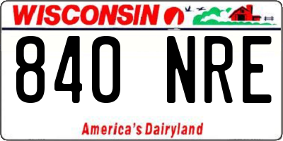 WI license plate 840NRE