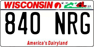 WI license plate 840NRG