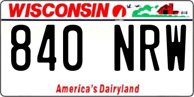 WI license plate 840NRW
