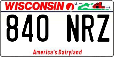 WI license plate 840NRZ