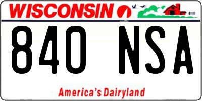 WI license plate 840NSA
