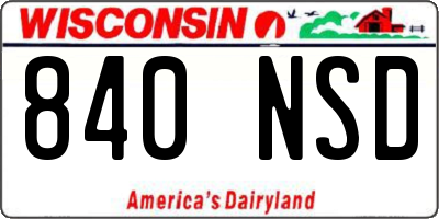 WI license plate 840NSD