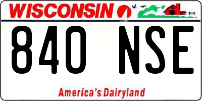 WI license plate 840NSE
