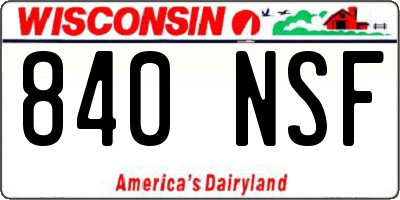 WI license plate 840NSF