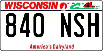 WI license plate 840NSH
