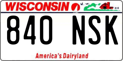 WI license plate 840NSK