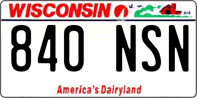WI license plate 840NSN
