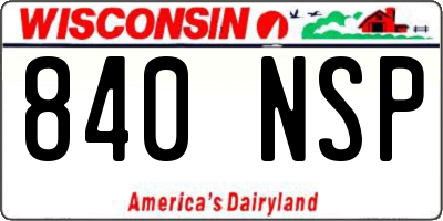 WI license plate 840NSP
