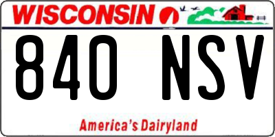 WI license plate 840NSV