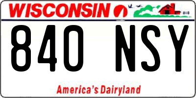 WI license plate 840NSY