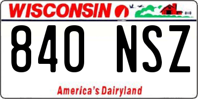 WI license plate 840NSZ