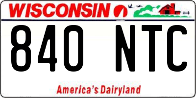 WI license plate 840NTC