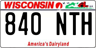 WI license plate 840NTH